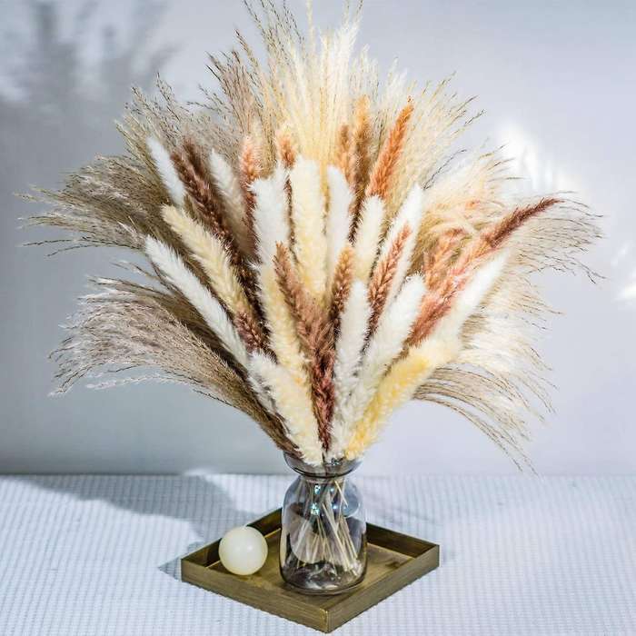 70pcs Natural Dried Pampas Grass Bouquets for Home Wedding Boho Decor