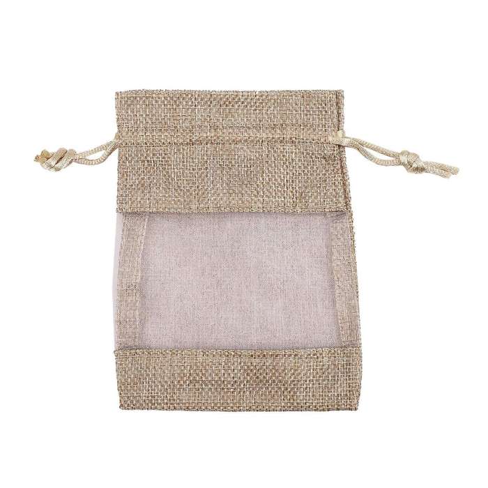 30pcs Flax Organza Bags Burlap Drawstring Pouch Wedding Bags 10x14cm