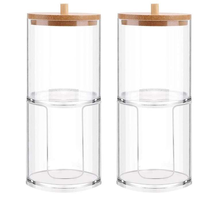 2pcs Cosmetic Cotton Storage Tank Acrylic Cosmetic Storage Box