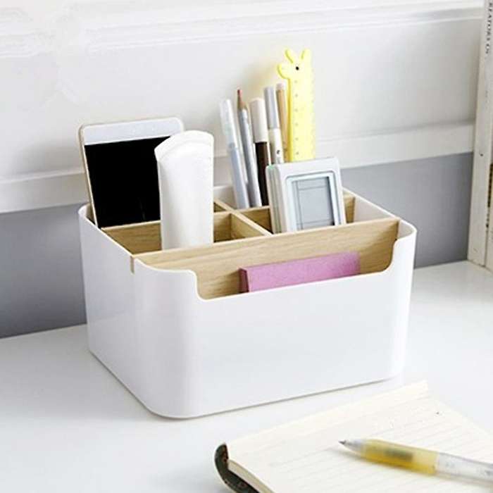 Remote Control Holder Desktop Makeup Organizer 5-compartment Box