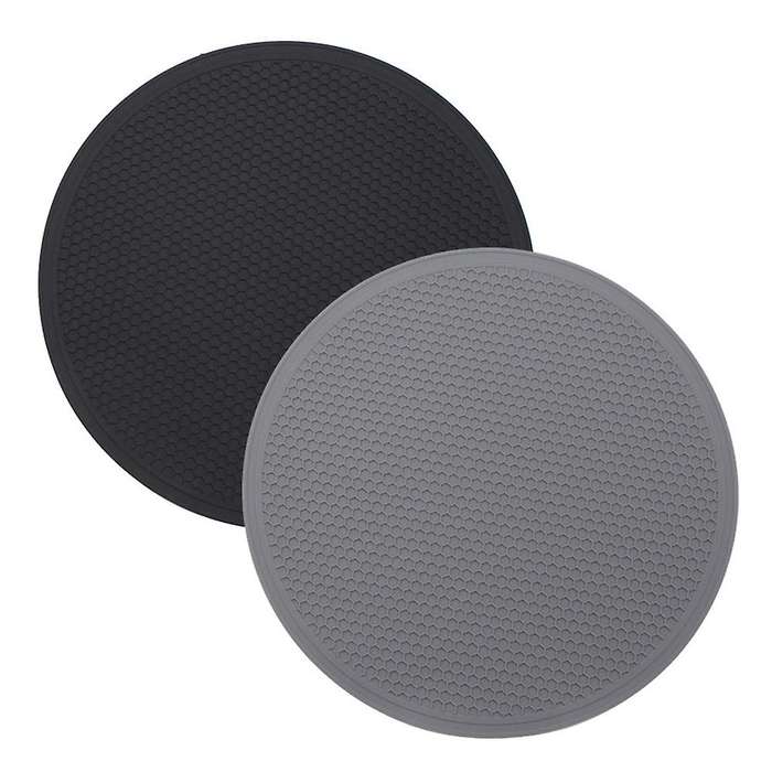 2pcs Round Insulation Silicone Mats Non-slip Heat(dark Gray)