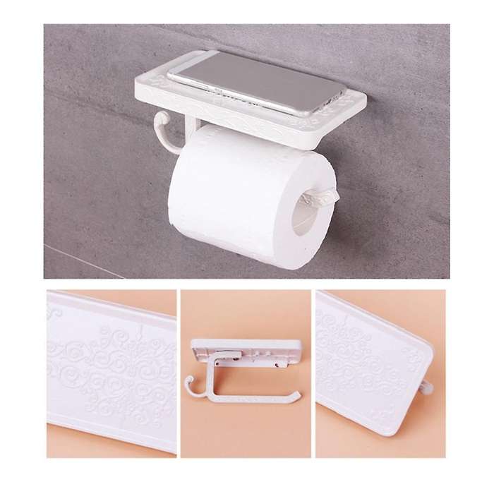 Bathroom Rack Bronze Carved Toilet Paper Holder with Phone Holder A