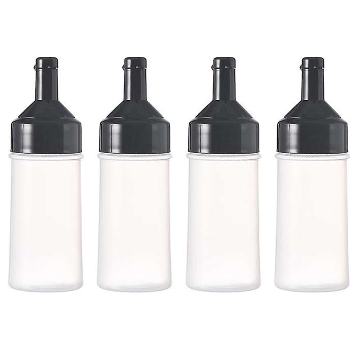 4 Pack Condiment Squeeze Bottles, Food Dispenser for Kitchen-black