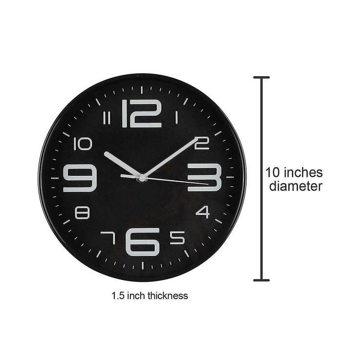 3d Number Quiet Wall Clocks Battery Operated 10 Inch Orange