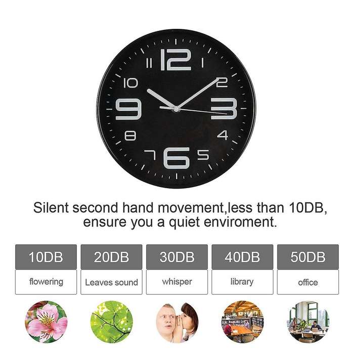 3d Number Quiet Wall Clocks Battery Operated 10 Inch Orange