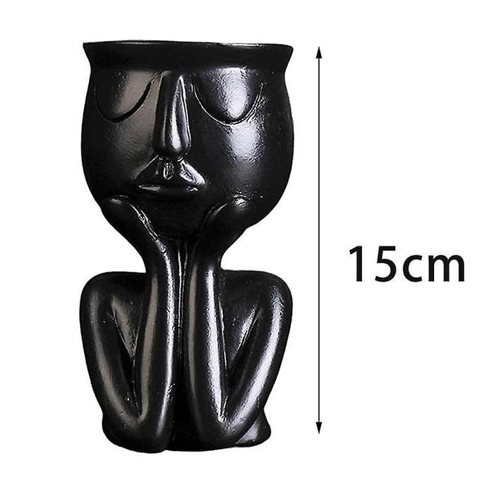 Abstract Human Sculpture Resin Plant Pot, Desktop Plant Container A