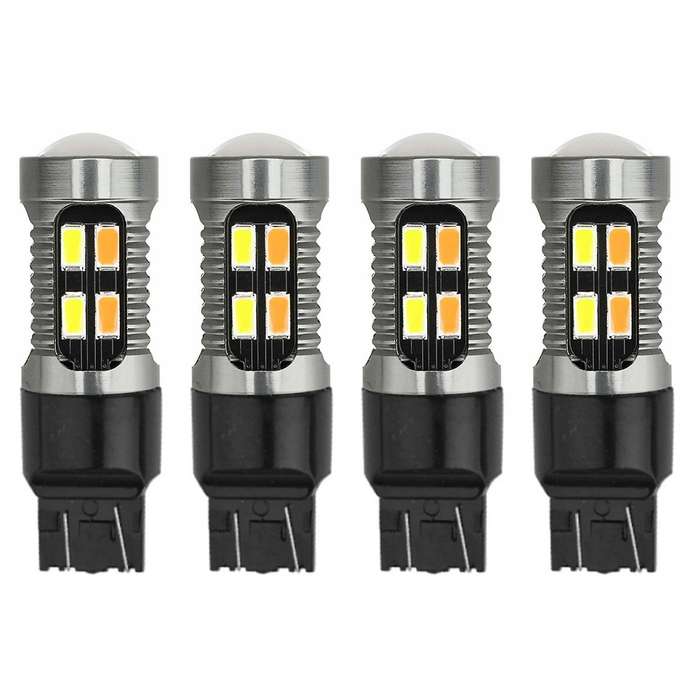 4x Car Led Light Bulb Canbus T20 7443 W21/5w Lamp White Amber B