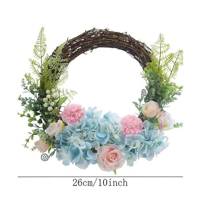Artificial Hydrangea Rose Flowers Wreath Spring Summer Wreath