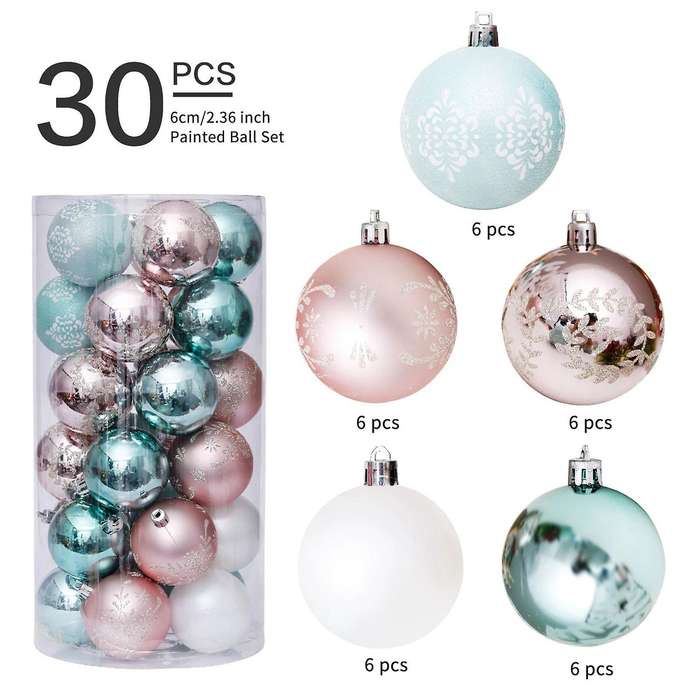 30pcs Christmas Tree Ball Ornaments Set Shatterproof Decor Balls-gold