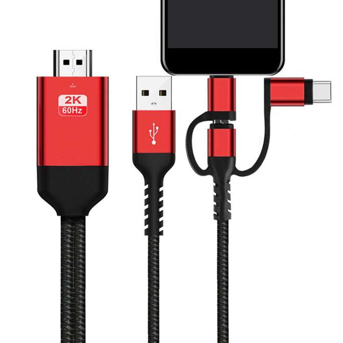 3 In 1 Micro-usb Type-c to Hdmi Compatible Adapter Cable Same Screen