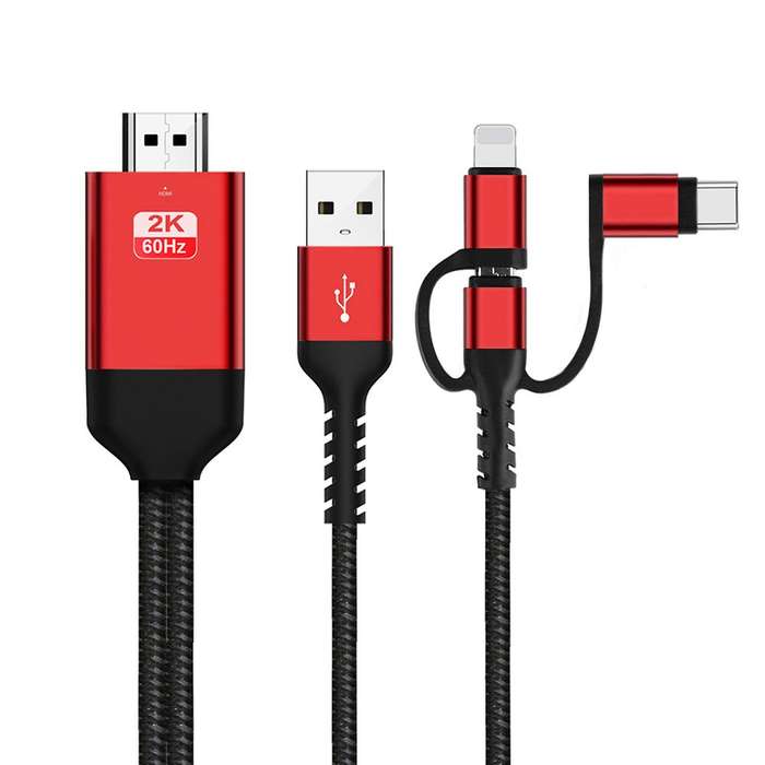 3 In 1 Micro-usb Type-c to Hdmi Compatible Adapter Cable Same Screen