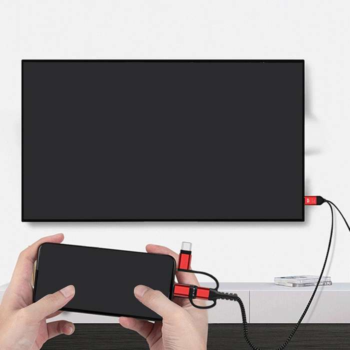 3 In 1 Micro-usb Type-c to Hdmi Compatible Adapter Cable Same Screen