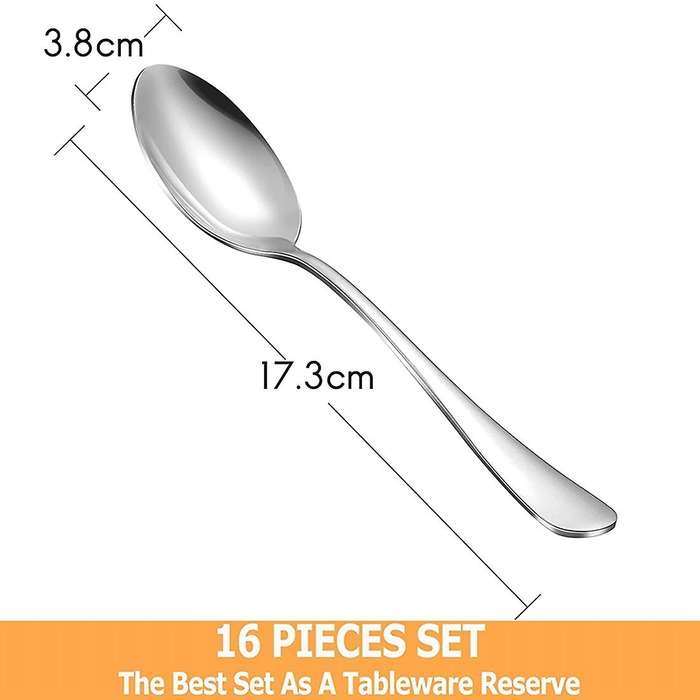 16 Pcs Teaspoons Set,stainless Steel Durable Spoons, for Home,kitchen