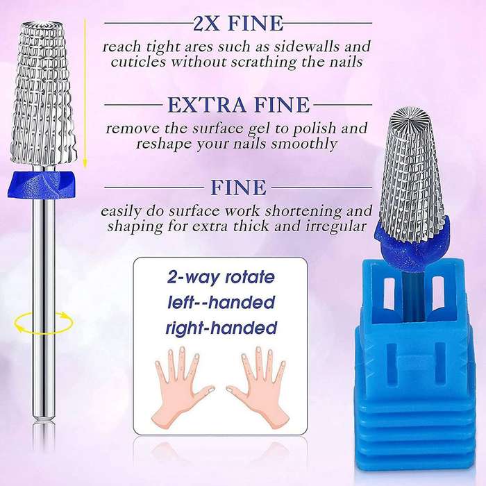 3 Pieces Nail Carbide 5 In 1 Bit Carbide Nail Drill Bit for Both Left