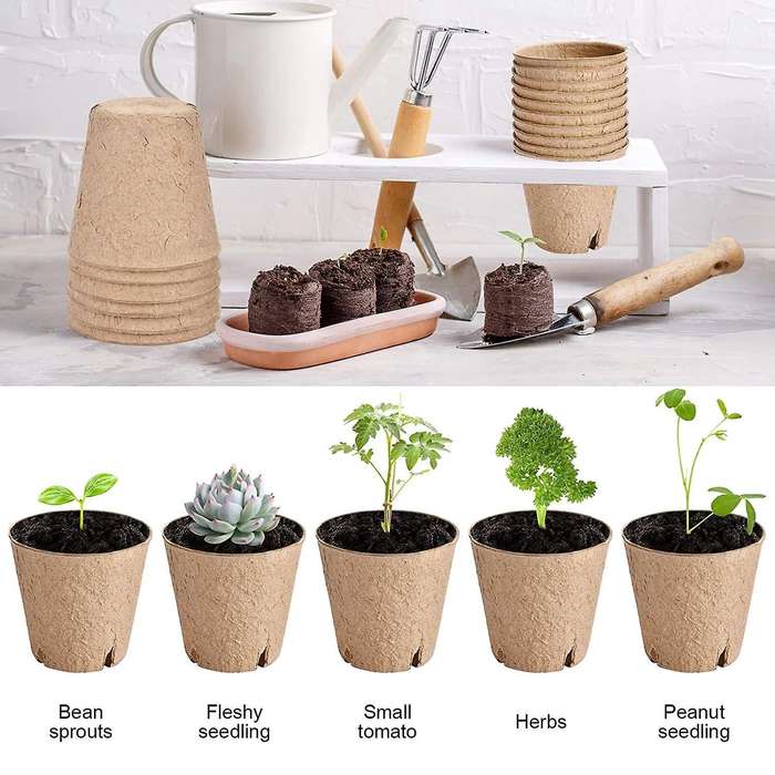 60 Pack Peat Pots for Seedlings, 3.15 Inch for Plant Vegetables