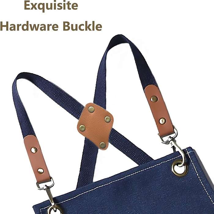 Cotton Cross Back Apron with Adjustable Straps&pockets,m to Xxl(blue)