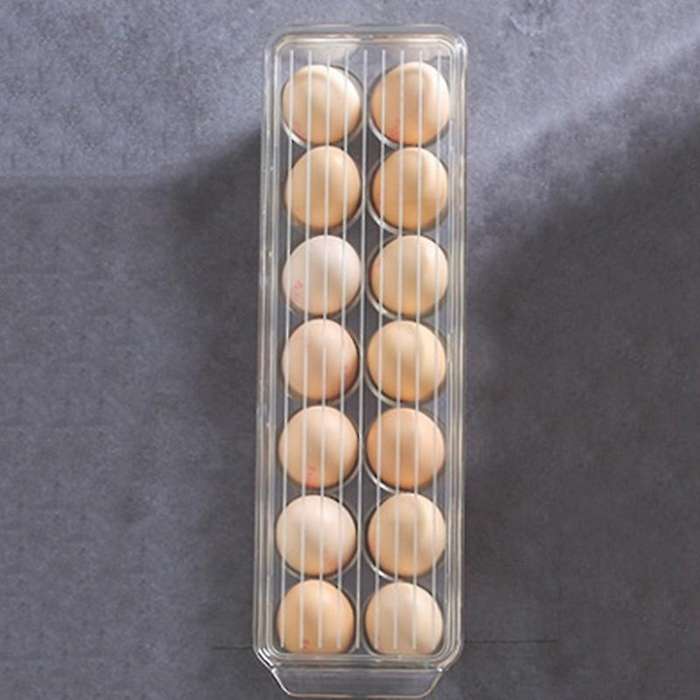 Carton Bin Holder Plastic Container - for Fridge, Egg Storage Freezer