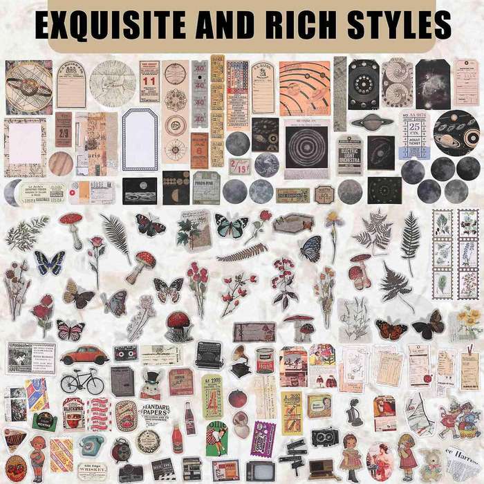 600 Pieces Vintage Stickers Journaling Paper Scrapbook Paper Stickers