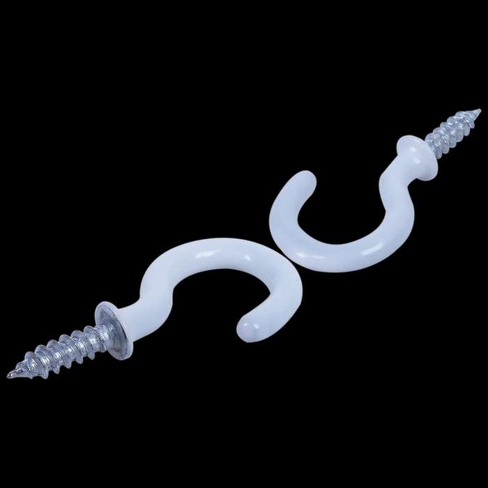 1.1 Inch Mug Hooks Shouldered Screw-in Plastic Coated Whtie 25pcs