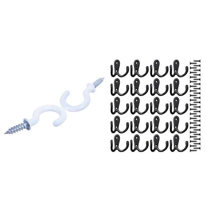 1.1 Inch Mug Hooks Shouldered Screw-in Plastic Coated Whtie 25pcs
