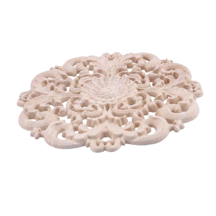 4pcs Furniture Carving Wood Ornament Window Diameter 15 Cm