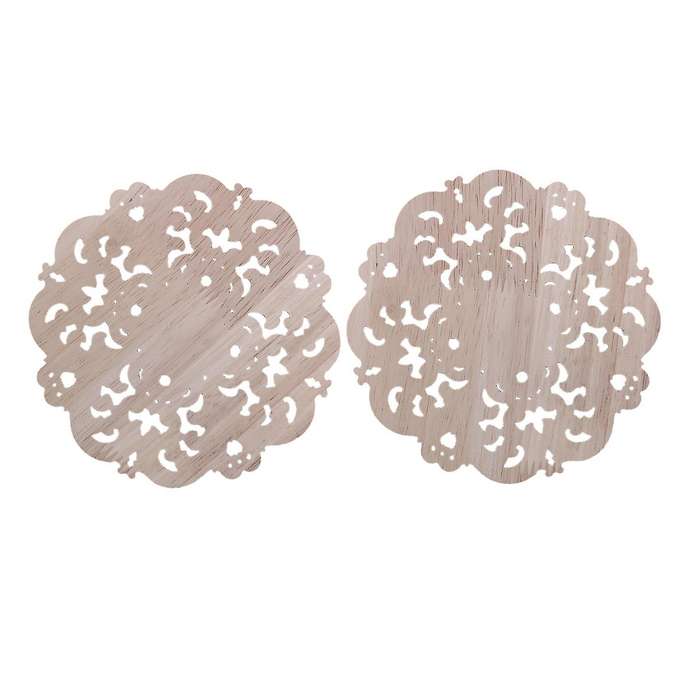 4pcs Furniture Carving Wood Ornament Window Diameter 15 Cm