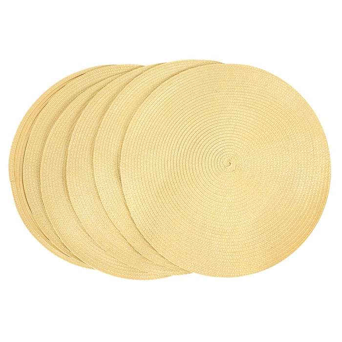 Indoor & Outdoor Round Woven Placemat, Set Of 6 Everyday Use 15 Inch