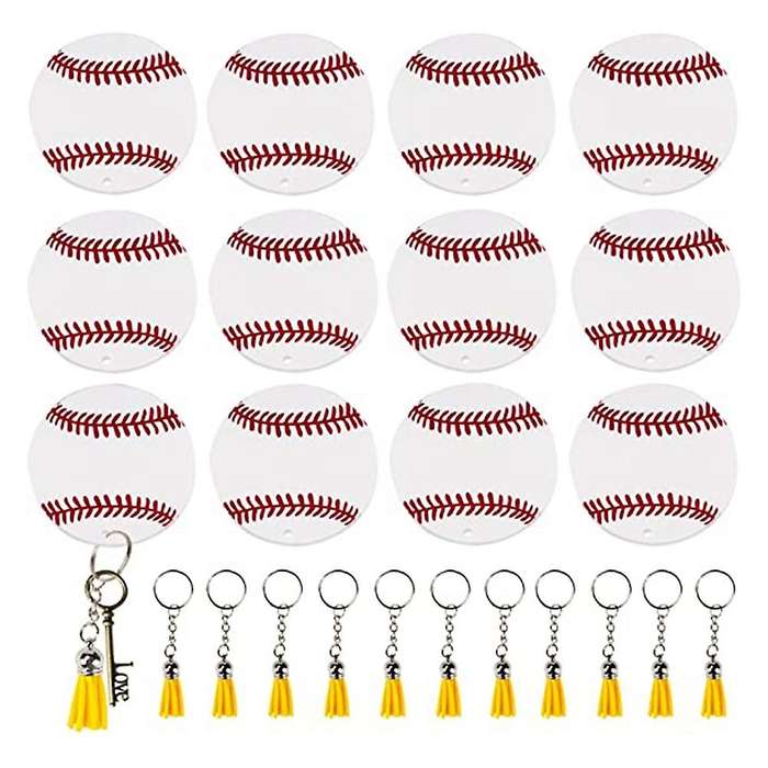 48pcs Softball Acrylic Keychain Blanks Kit,12 Softball Keychain ,a