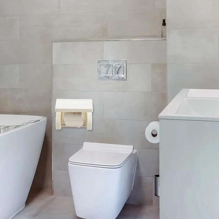 Waterproof Toilet Paper Holder Tissue Roll Stand Box with Shelf Rack