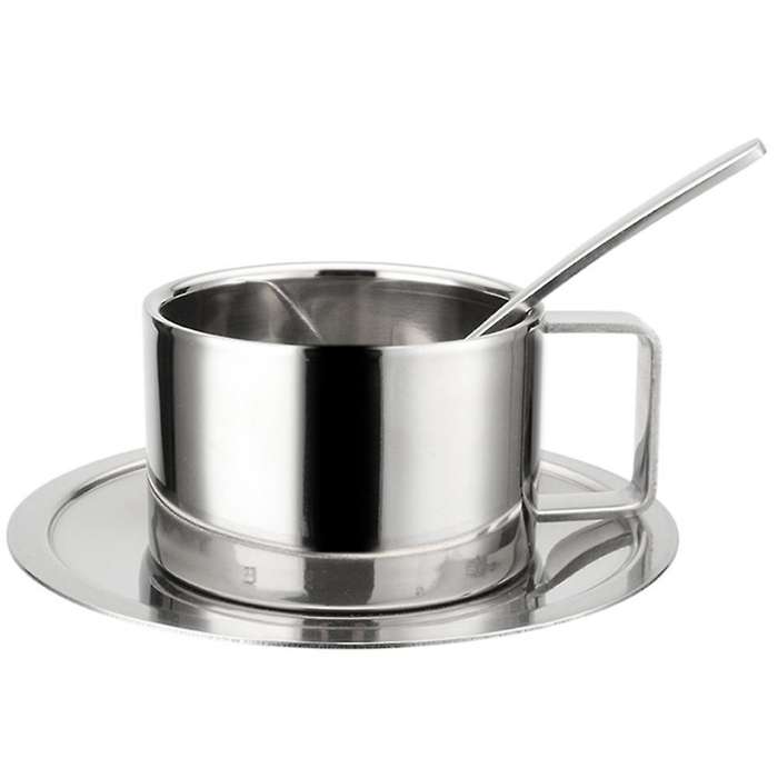 Coffee Mug Cups Double Wall Insulated with Spoon Set for Coffee 200ml