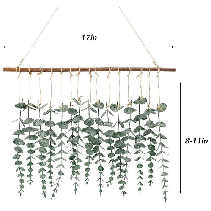 Artificial Eucalyptus Wall Hanging,fake Vines with Wooden Stick Decor