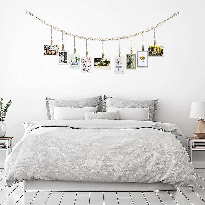 2 Pcs Wall Hanging Photo Display with Wooden Beads Diy Picture Set