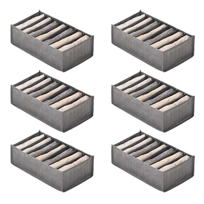 6pcs Drawer Boxes for Jeans Trousers T-shirt Storage Boxes 7 Grids S