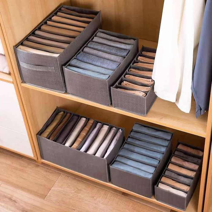 6pcs Drawer Boxes for Jeans Trousers T-shirt Storage Boxes 7 Grids S