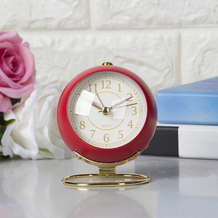 Bedroom Alarm Clock Desk Analog Alarm Clock Ultra-quiet Metal,blue