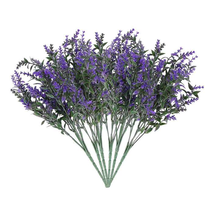 2x Artificial Lavender Flowers Plants 6 Pieces,uv Resistant(purple)