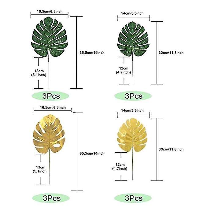 72 Pcs Artificial Palm Tropical Leaves Jungle Leaves Decorations