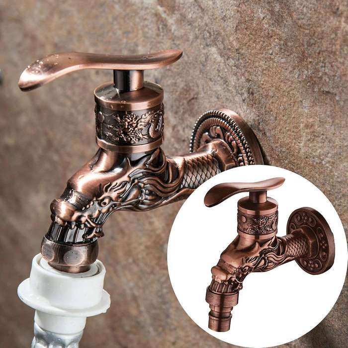 G1/2 Inch Outdoor Vintage Garden Wall Mounted Faucet -rose Gold
