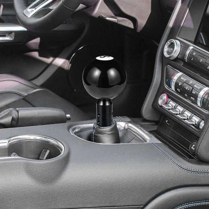Ball Shift Knob, Billiard Black Round with Adapter for Non-threaded