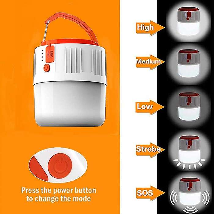 Led Solar Camping Lamp,garden Tent Lamp Light for Night Fishing,black