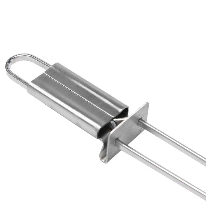 Grilled Skewers-32.5 Cm Double-pronged Barbecue Skewer with Push Rod