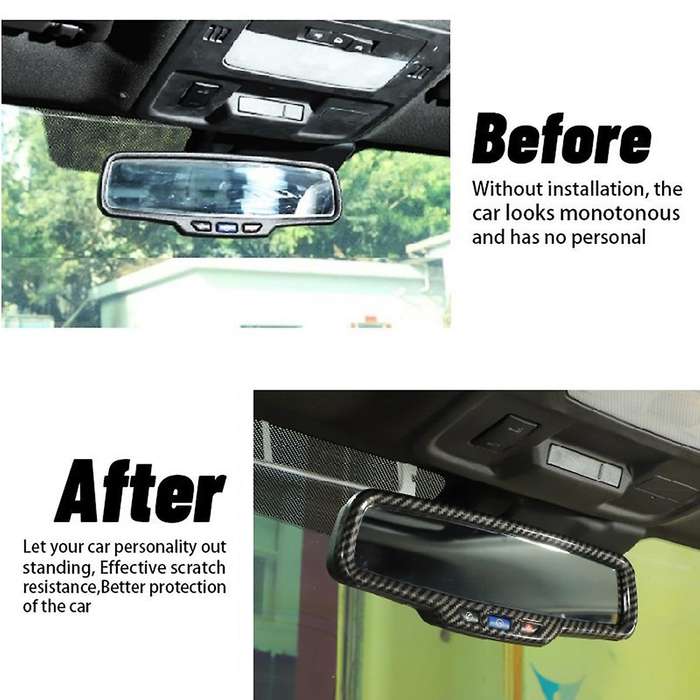 Car Rearview Mirror Decoration Frame Cover Trim Abs(carbon Fiber)