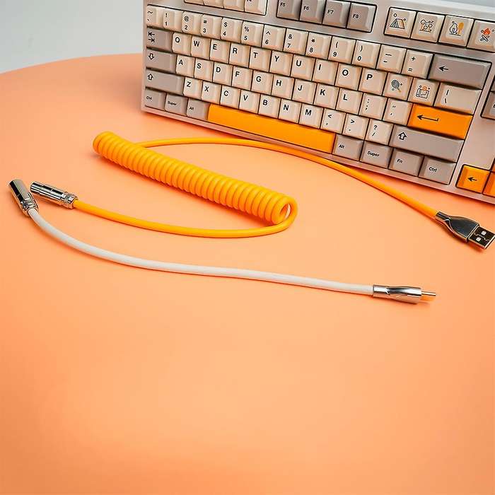 Usb C Port Coiled Cable Wire for Mechanical Keyboard Usb, Blue