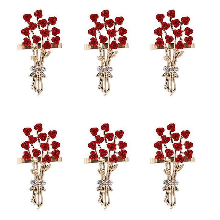 6pcs Valentine's Day Series Rose Flower Napkin Button Napkin Ring