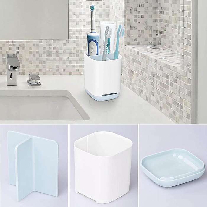 Bathroom Toothbrush Holder with Drain and Anti-slip Base Small