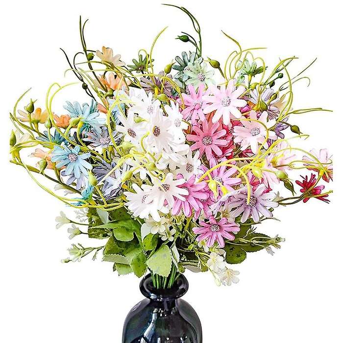 6 Bundles Artificial Daisy Flowers Plastic Silk Flowers for Home