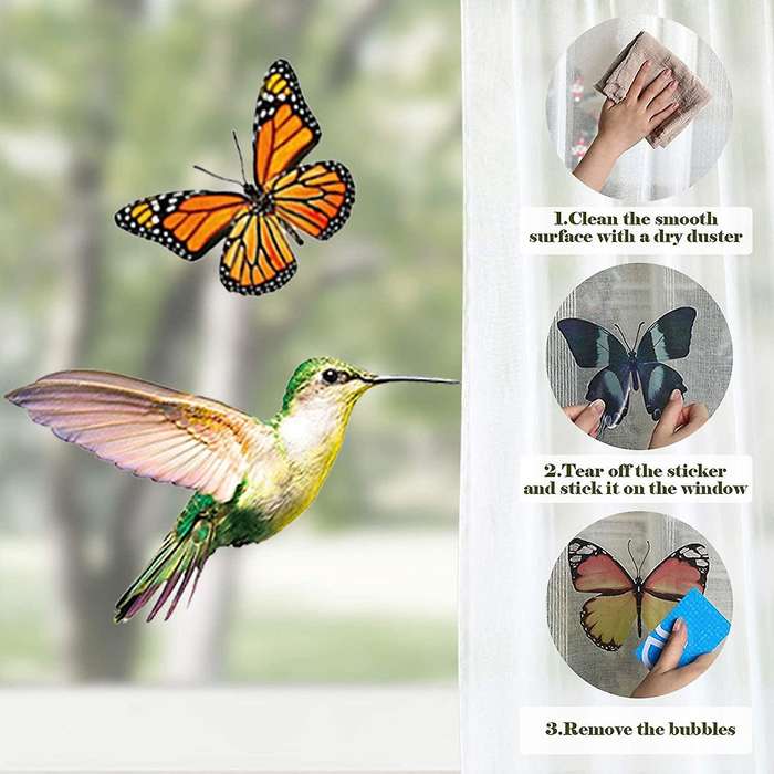 26 Pcs Bird Butterfly Window Clings Window Stickers Decor Decals