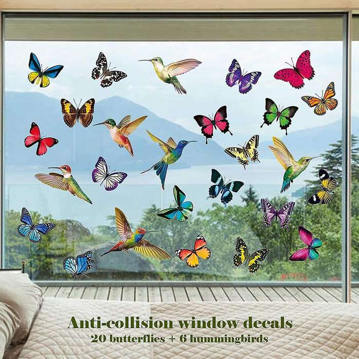 26 Pcs Bird Butterfly Window Clings Window Stickers Decor Decals