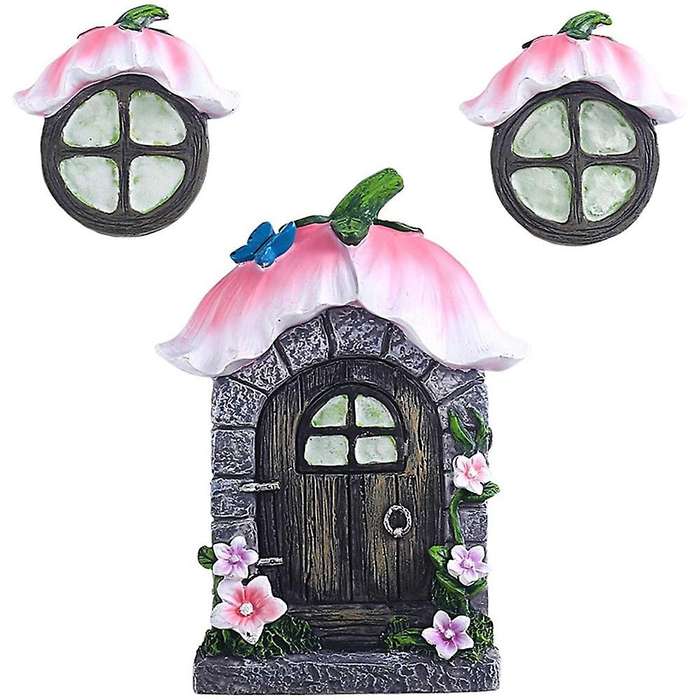 3pcs Fairy Doors and Windows Tree Ornaments Fairy Garden Ornaments