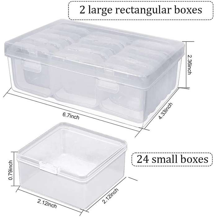 24pieces Small Bead Organizer,clear Plastic Bead Organizer Box